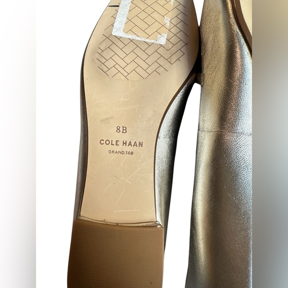 NEW Cole Haan Brigid T-Strap Ballet Flat in Soft Gold Metallic Leather - Size 8 - Picture 5 of 5
